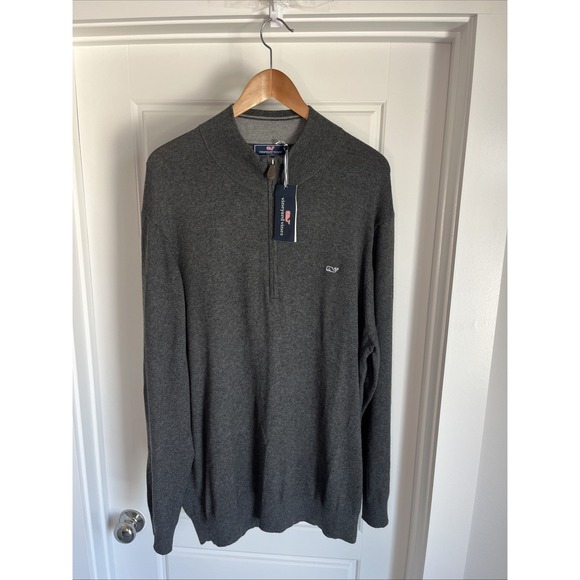 Vineyard Vines Other - Vineyard Vines Cotton Cashmere Heather  Gray quarter zip sweater 2XL Preppy New
